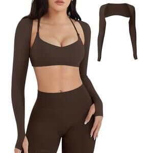 Women’s Long Sleeve Bolero Shrug Crop Top | Brown | Size Small